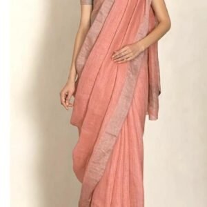 Pure 100% Linen Saree with Blouse Piece | 5.5 Meter Saree + 1 Meter Blouse | Premium Women’s Ethnic Wear
