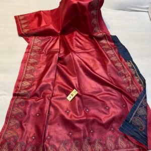 Tassar Silk Embroidery Saree with Blouse Piece | 5.5m Saree + 1m Unstitched Blouse | Premium Ethnic Wear for Women