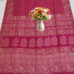 Premium Semi Tussar Silk Printed Saree with Blouse Piece – Elegant Ethnic Wear (5.5m Saree + 1m Blouse)
