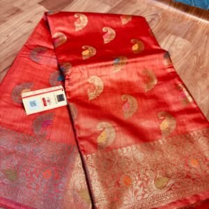 Premium Tussar Silk Banarasi Saree with Blouse Piece – Elegant Traditional Ethnic Wear (5.5m Saree + 1m Blouse)