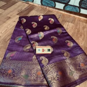 Premium Tussar Silk Banarasi Saree with Blouse Piece – Elegant Traditional Ethnic Wear (5.5m Saree + 1m Blouse)