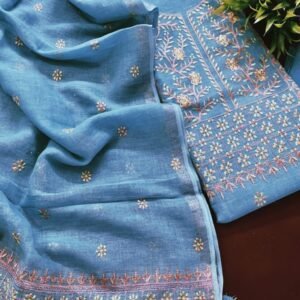 Premium  Linen Salwar Suit Material with Elegant Embroidered Dupatta | Unstitched Ethnic Wear for Women