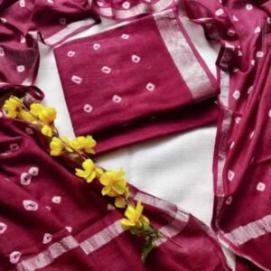 Khadi Cotton Salwar Suit 3 Piece Set | Tie Dye Design | Unstitched Dress Material | 2.5 Meter Top, Bottom & Dupatta | Soft Breathable Cotton Fabric