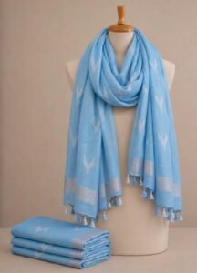Cotton Linen Blend Zari Weaving Handloom Ikkat Dupatta
