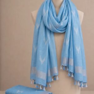 Cotton Linen Blend Zari Weaving Handloom Ikkat Dupatta